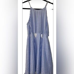 Blue And White Striped Short Sundress Loveriche
